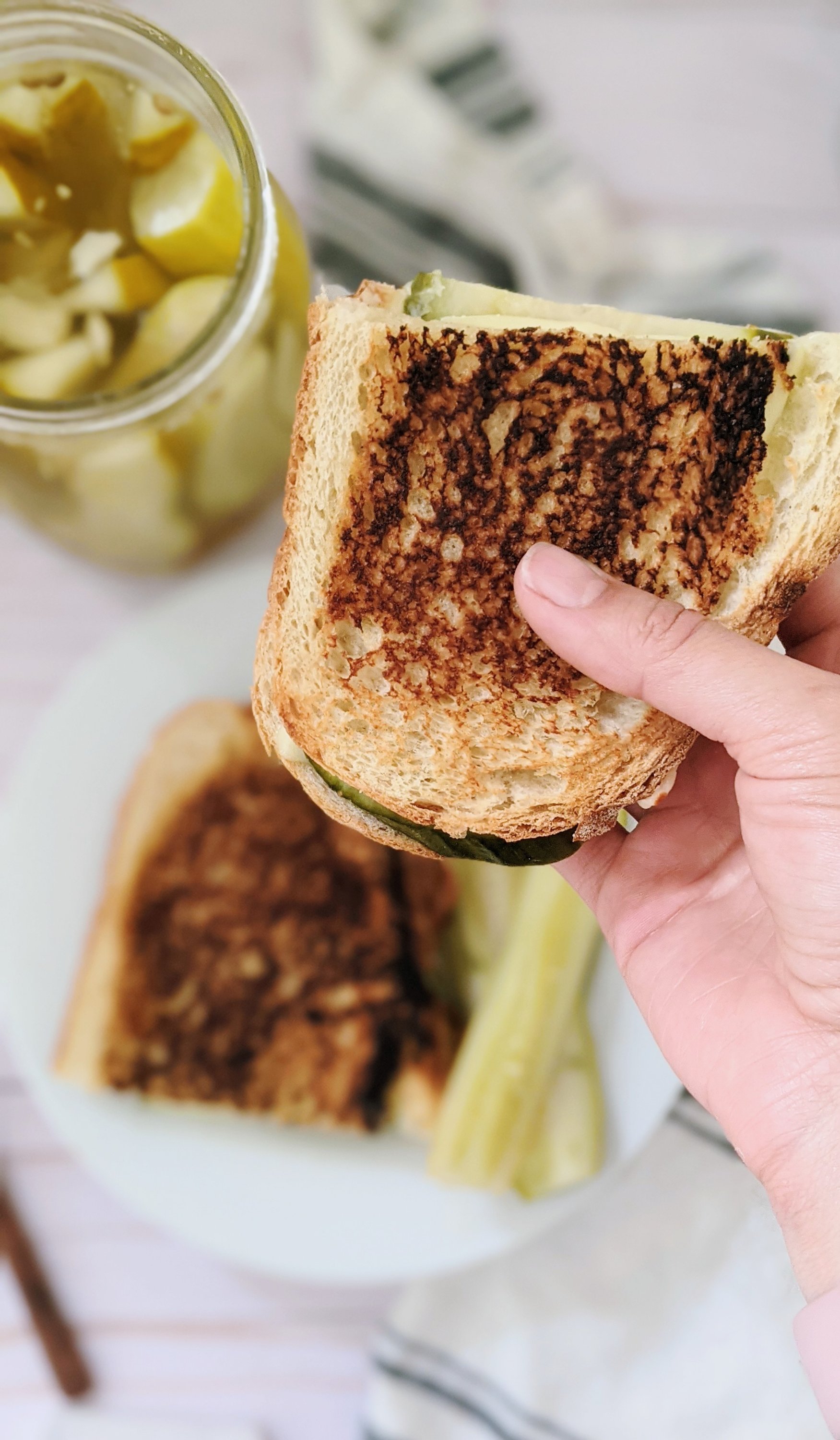 meatless pickle grilled cheese recipe with pickles in the sandwich vegetarian grilled cheese fun recipes for pickle lovers