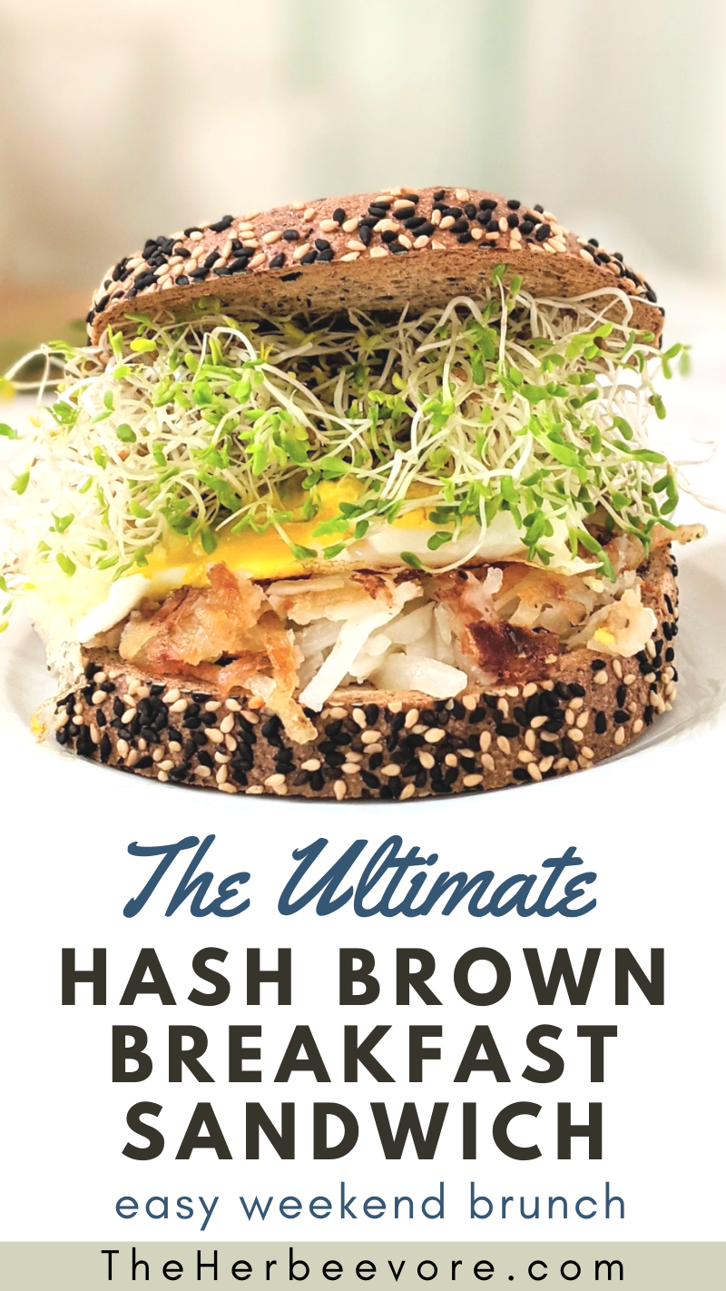 hash brown breakfast sandwich tiktok recipe viral food ideas with hash browns vegan and gluten free options on this sandwich with eggs and sprouts and toasted frozen hash brown recipes ideas
