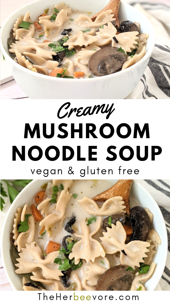 vegan mushroom noodle soup recipe gluten free creamy mushroom soup with pasta dairy free soup with mushrooms and noodles and parsley carrots onion celery