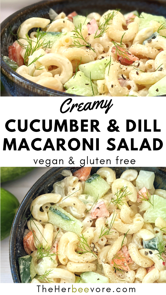 vegan cucumber macaroni salad with gluten free options dairy free macaroni salad with cucumbers and dill easy summer side dishes appetizers for bbq dairy free no mayo