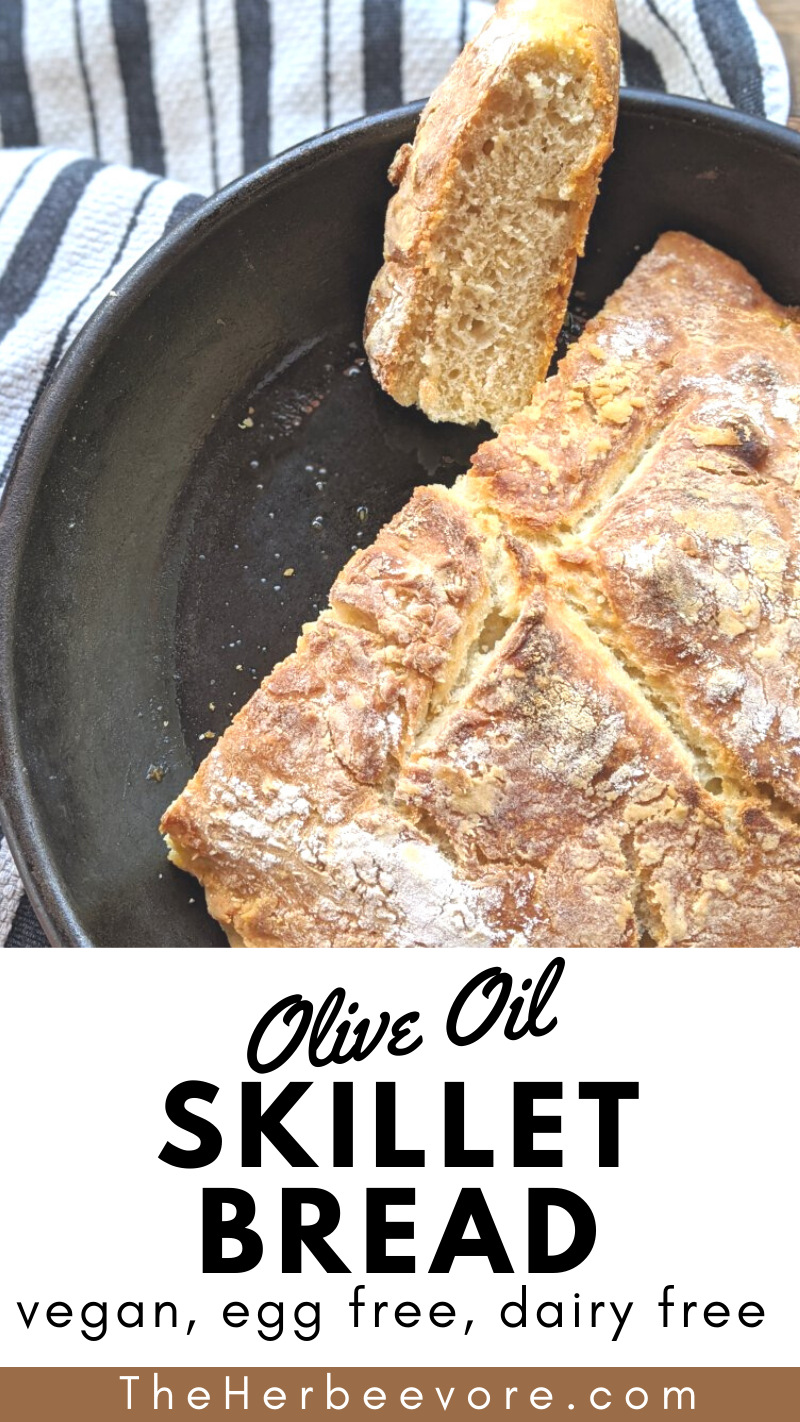 vegan skillet bread recipe egg free dairy free skillet bread with olive oil cast iron bread recipe with flour salt water and instant yeast bread recipe in skillet