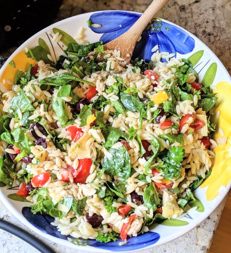 greek orzo salad recipe with red wine vinegar pasta salad best pasta salad recipe ever potluck bbq