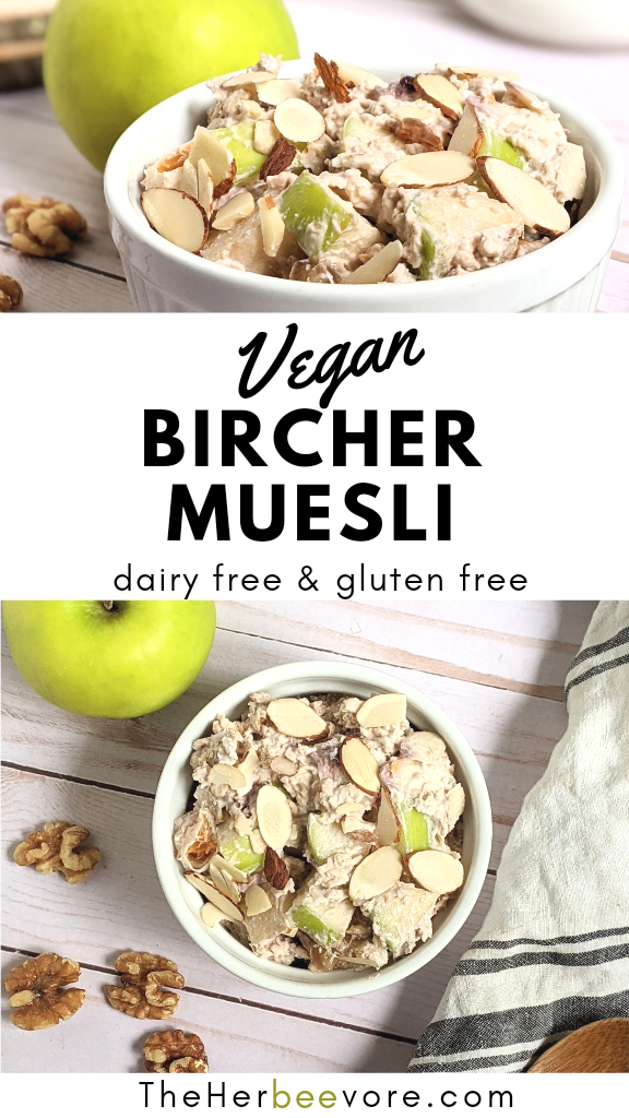 vegan bircher muesli recipe dairy free overnight oats recipe with almond milk bananas apples and nuts gluten free overnight bitcher muesli recipe