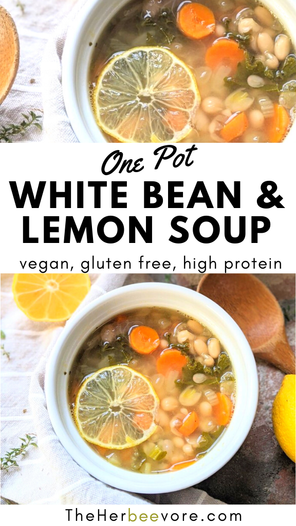 vegan gluten free white bean soup with lemon juice healthy high protein vegan bean soup recipes for fall or winter lemon white bean soup