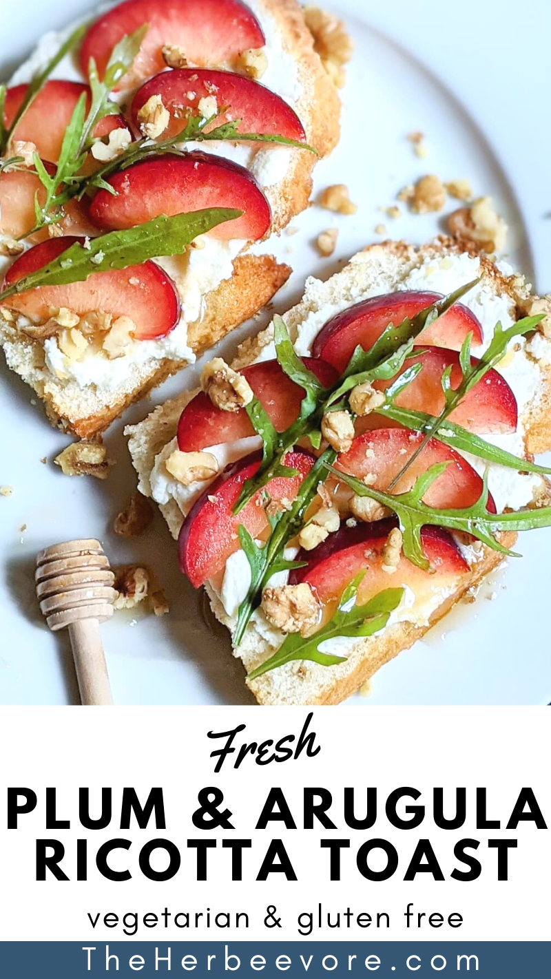 healthy plum recipes for breakfast creamy ricotta toast with plums honey and arugula recipe gluten free fancy plum recipes for summer or fall impressive brunch recipes worthy of instagram