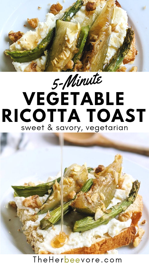 vegetable ricotta toast with honey savory breakfasts on toast sweet and savory brunch recipes breakfast sandwiches with asparagus arugula honey and zucchini squash summer vegetable toasts gluten free vegetarian brunch ideas with vegetables