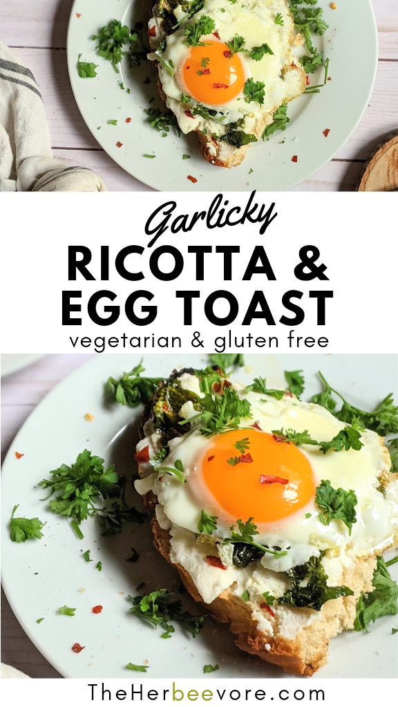 ricotta and egg toast recipe healthy meatless brunch recipes with ricotta cheese for breakfast with spinach garlic and fried egg on toast with ricotta cheese