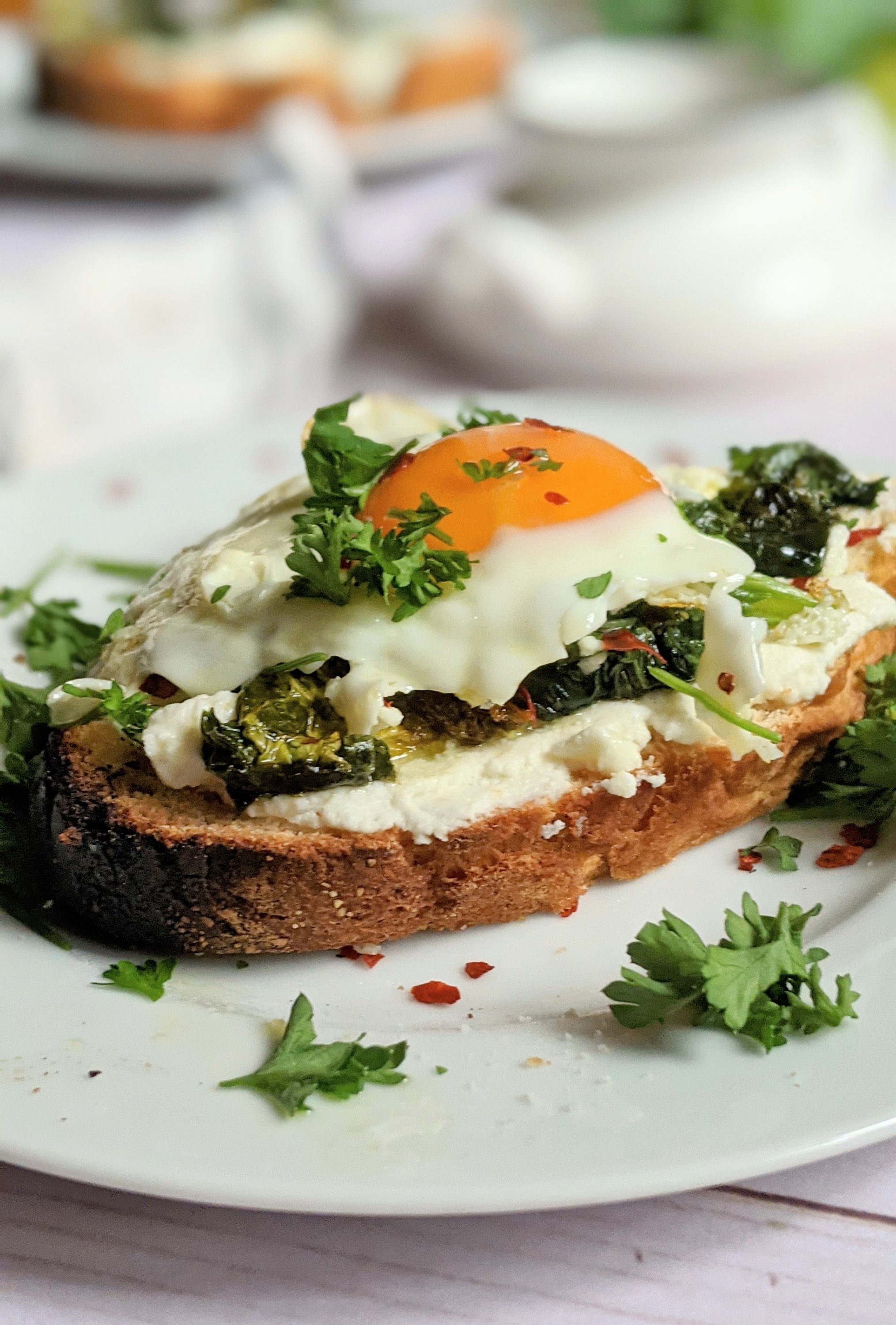 spinach egg ricotta toast recipe with garlic gluten free ricotta toast for breakfast savory recipes with eggs and cheese on toast italian ricotta toast for breakfast or brunch