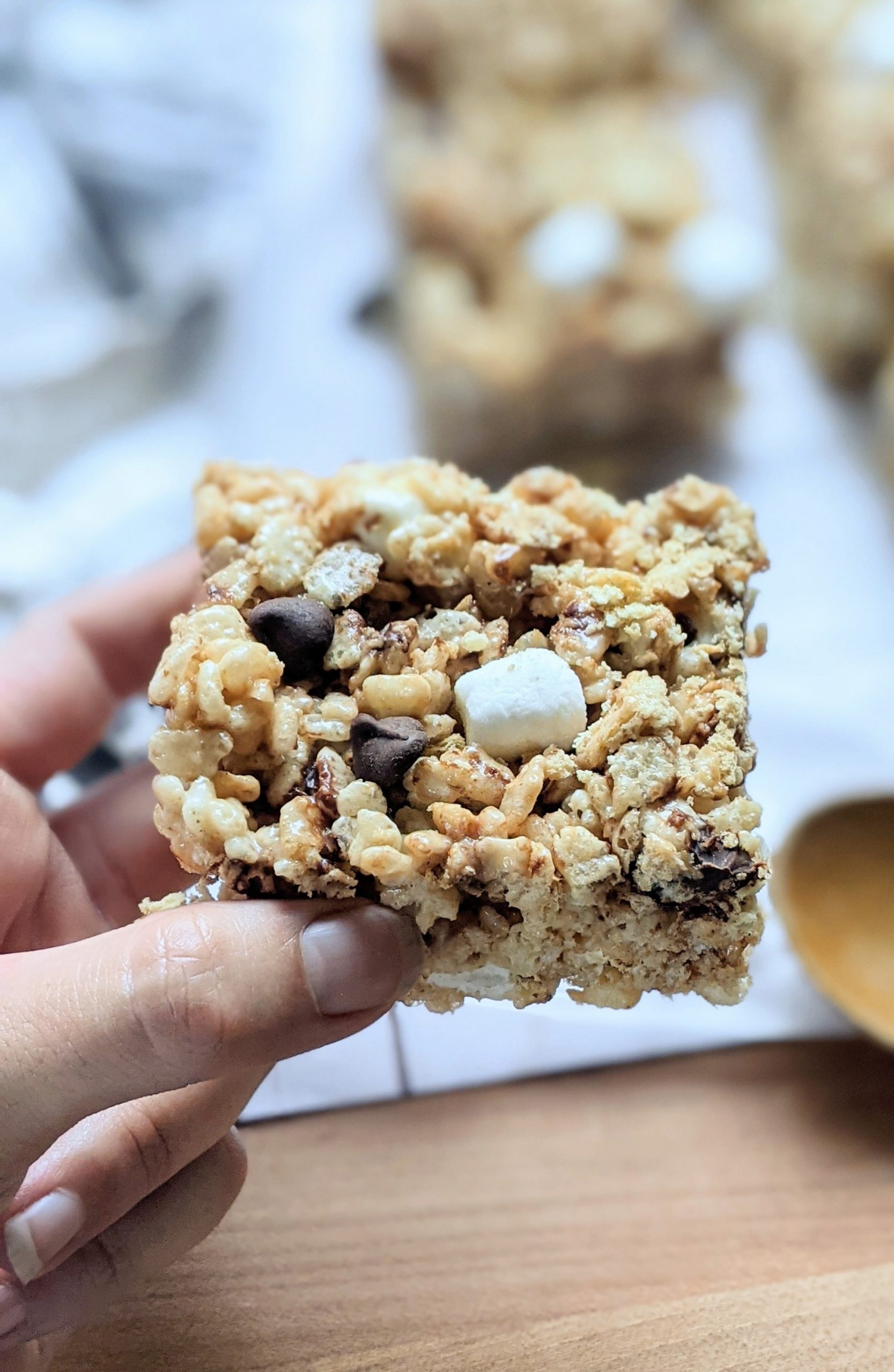 a vegetarian rice krispie treat with graham crackers and milk chocoalte marshmallow dessert bars with rice cereal s'mores desserts no bake recipes for kids to make family friendly desserts everyone will love crowd pleaser treats