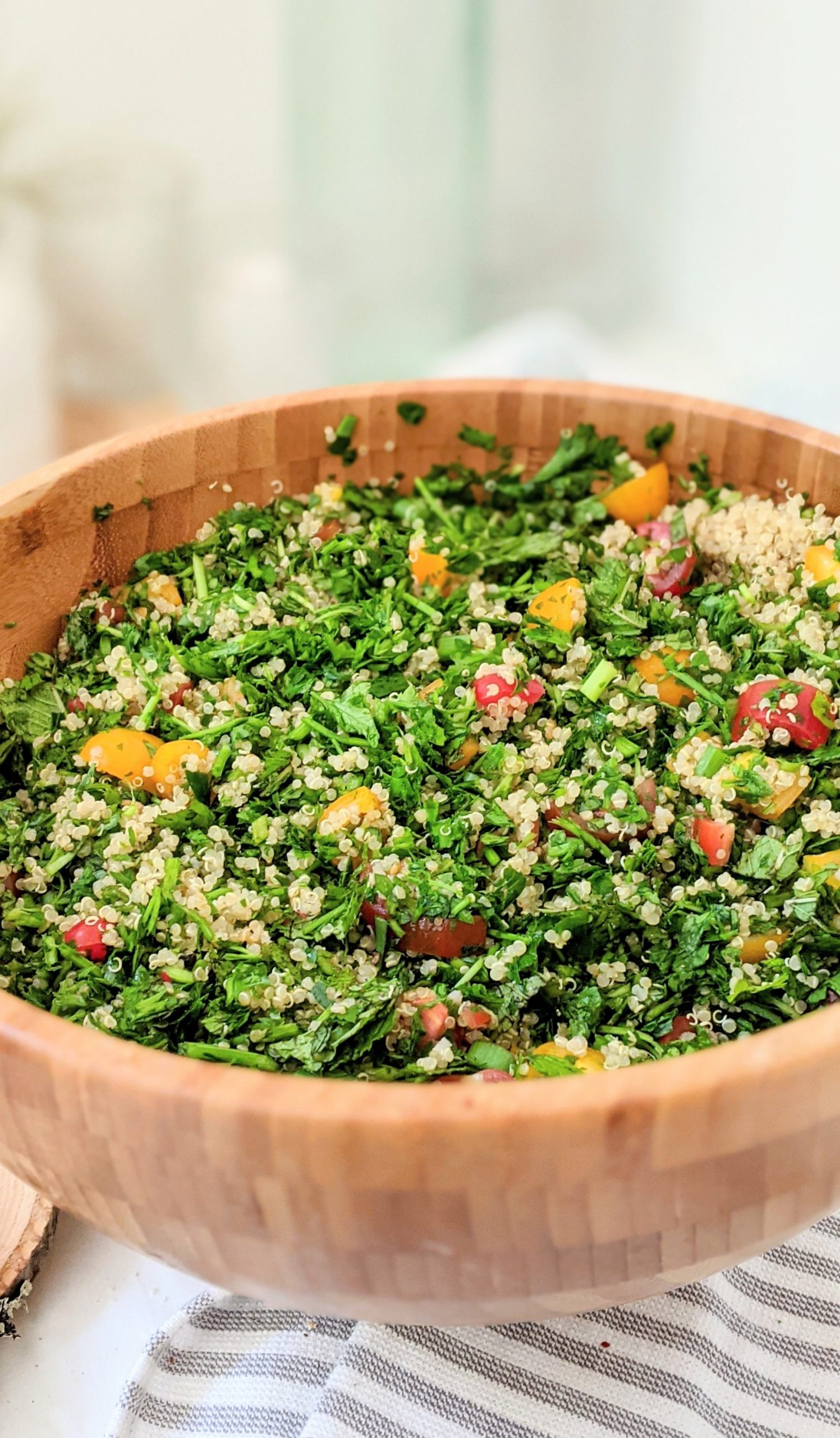 parsley tabouli with quinoa salad green onions olive oil mint and parsley salad with grains healthy plant based gluten free tabbouleh with quinoa no wheat