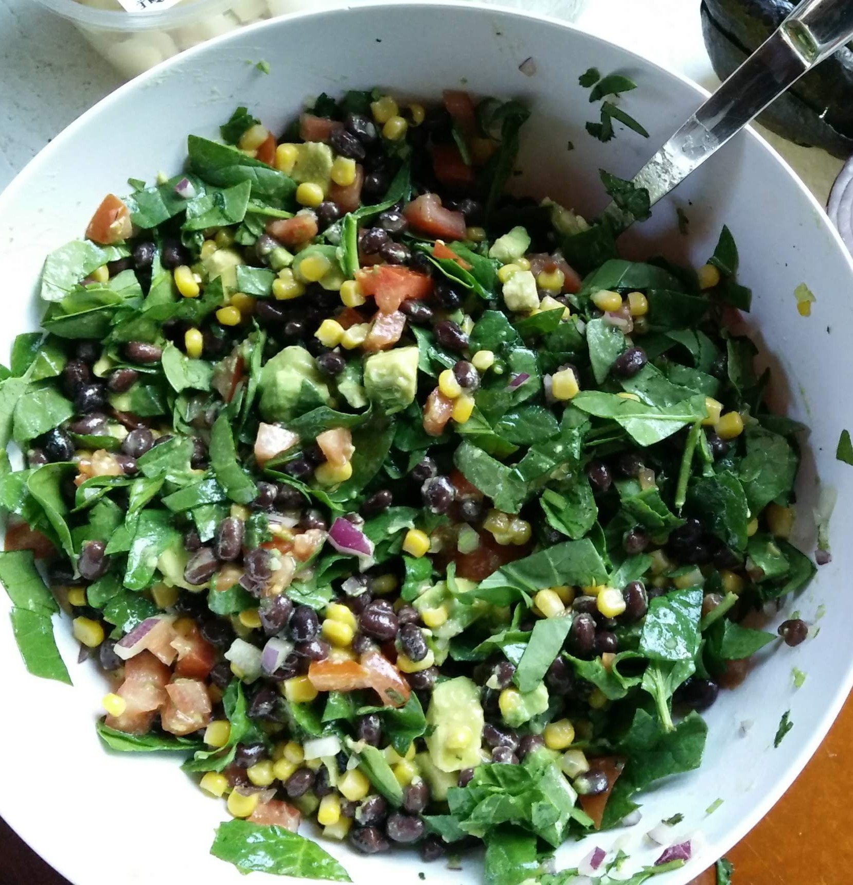 vegan black bean salad with avocado recipe corn and avocado salad with beans healthy bean salad recipes vegetarian plant based southwest salad 