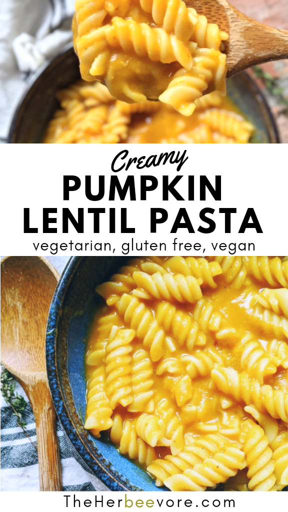 vegan pumpkin lentil pasta healthy gluten free pantry staple recipe
