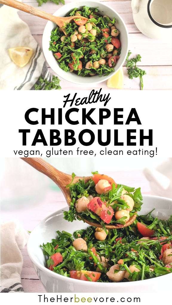 chickpea tabbouli recipe with chickpeas garbanzo bean tabbouleh grain free recipes gluten free vegan parsley salad with beans