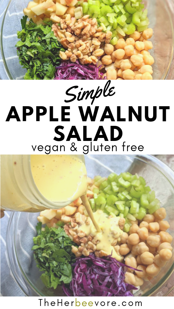 best fall holiday salad recipe vegan gluten free winter christmas thanksgiving salad with apples walnuts celery and chickpeas garbanzo beans