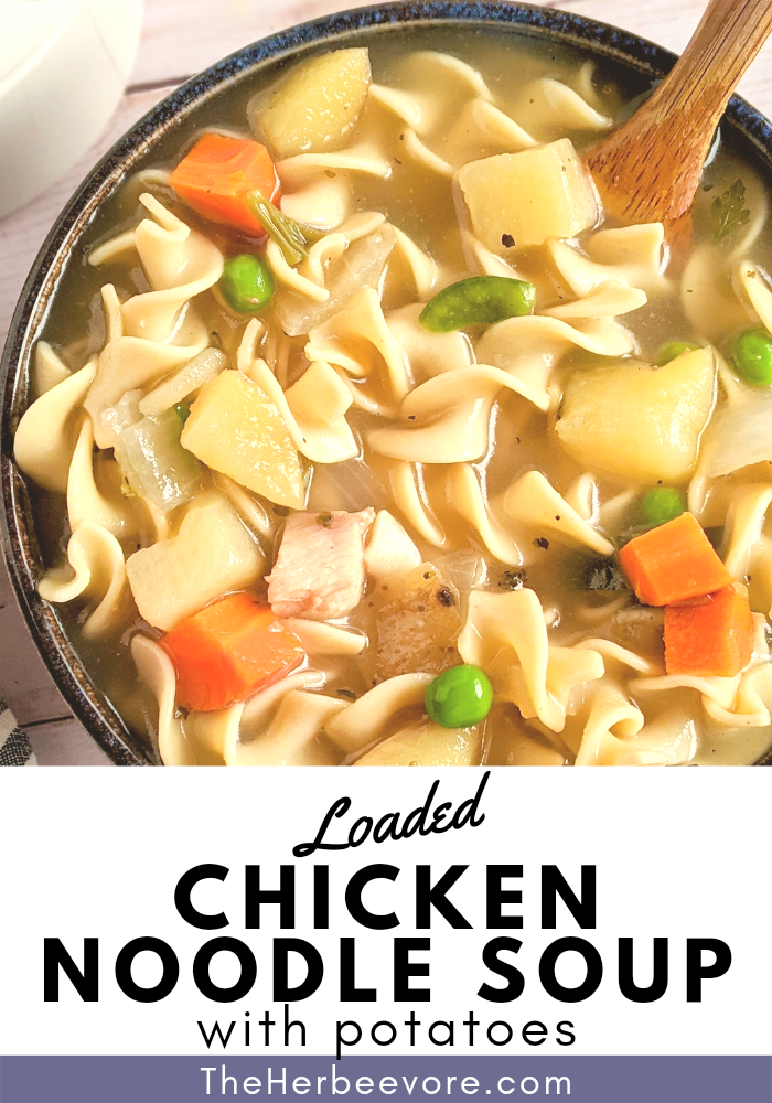 hearty potato chicken noodle soup recipe gluten free dairy free noodle and potato soup with chicken leftover cooked chicken soup recipes