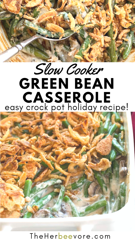 crock pot green bean casserole recipe vegetarian gluten free vegan thanksgiving sides