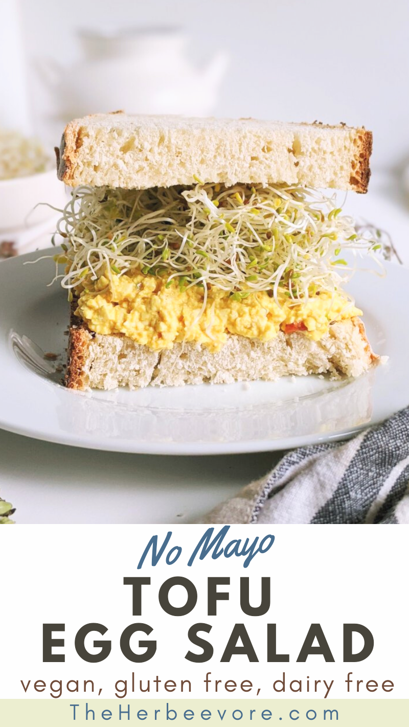 no mayo tofu egg salad recipe without mayonnaise healthy tahini tofu salad high protein vegan lunch ideas gluten free