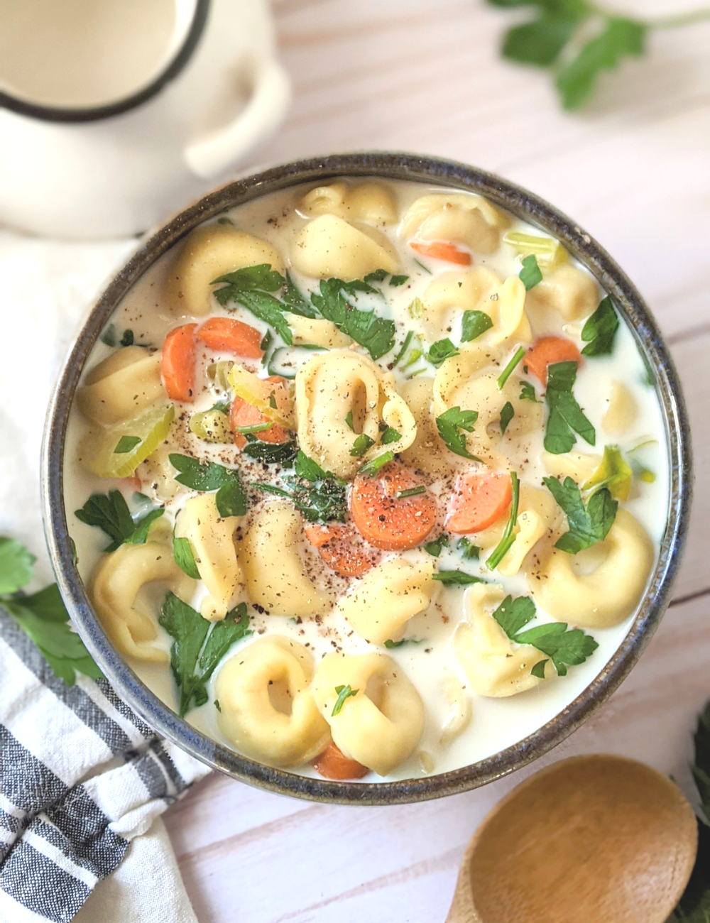 instant pot tortellini soup vegetarian creamy meatless pasta soup recipes with tortellini pantry staple soups