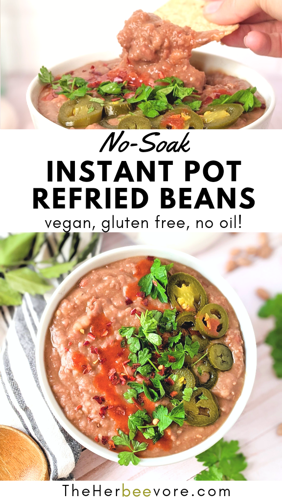 instant pot refried beans no soak oil free vegan pinto beans mexican pressure cooker side dish recipes