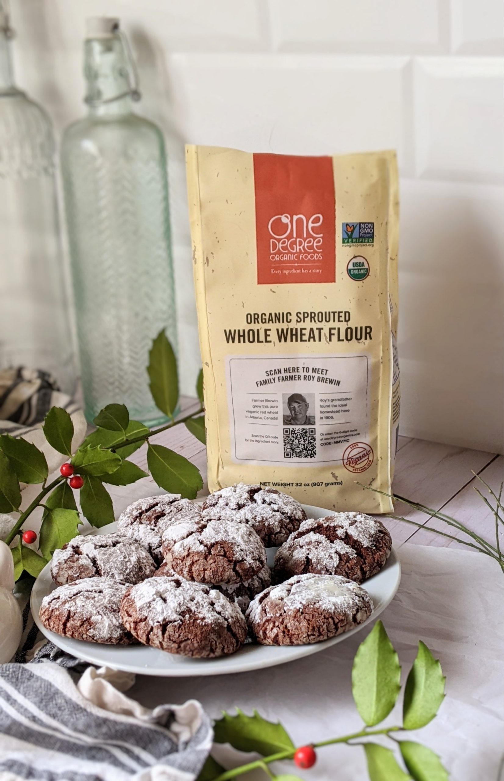 chocolate crinkle cookies with whole wheat flour vegan egg free crinkle cookies eggless cacao cookies dairy free holiday cookie recipes