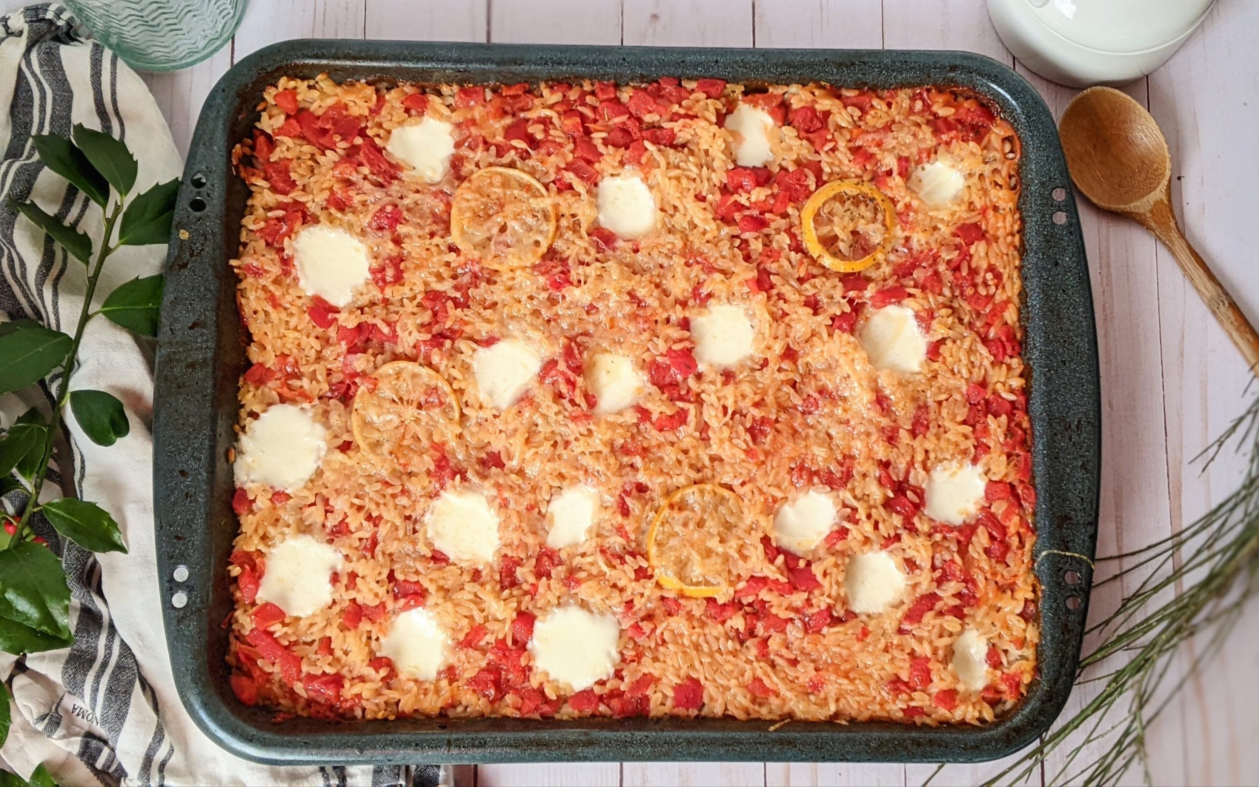 meatless sheet pan pasta recipes gluten free option baked orzo with fresh mozzarella parmesan cheese and lemon juice