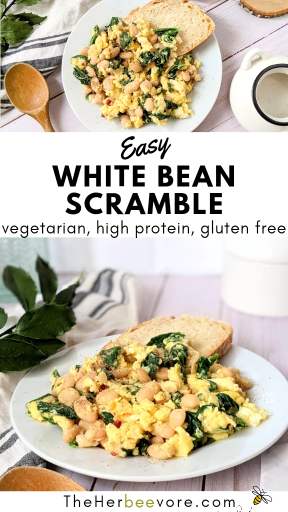 bean scramble recipe with spinach red pepper flakes eggs milk herbs de provence and bread high protein gluten free breakfast ideas and recipes