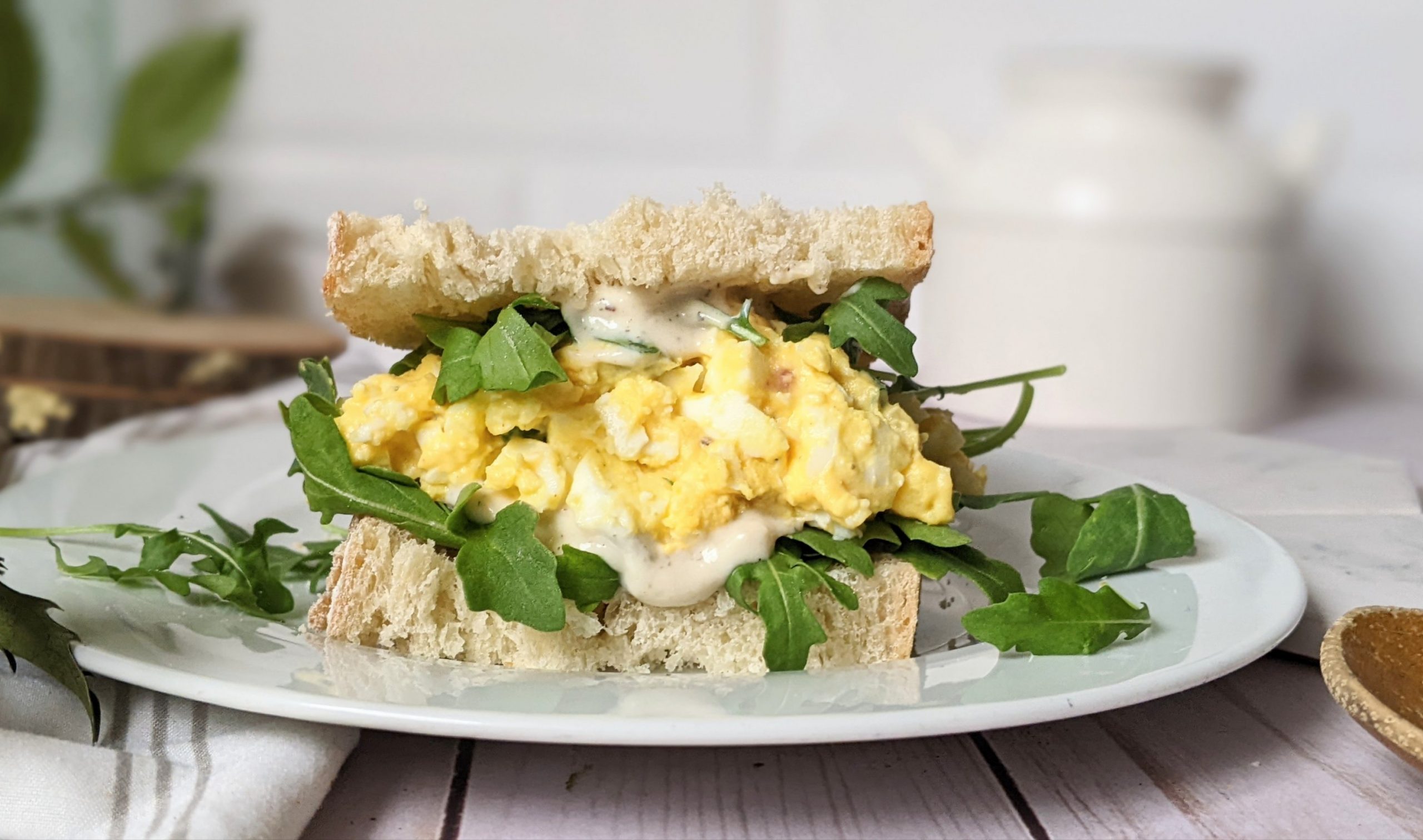 ranch egg salad sandwich recipe with arugula lettuce no mayo egg salad sandwiches without mayonnaise use creamy ranch dressing gluten free dairy free