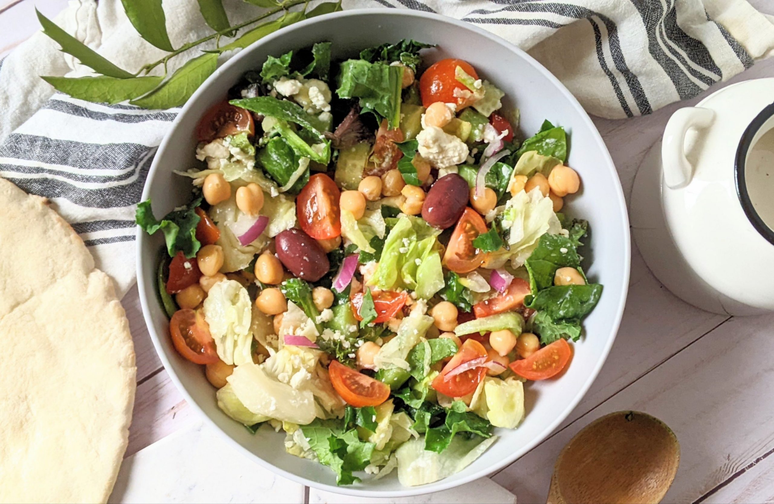 greek chopped chickpea salad recipe healthy greek salad with chickpeasa tomatoes cucumber kalamata olives olive oil red wine vinegar dressing red onion