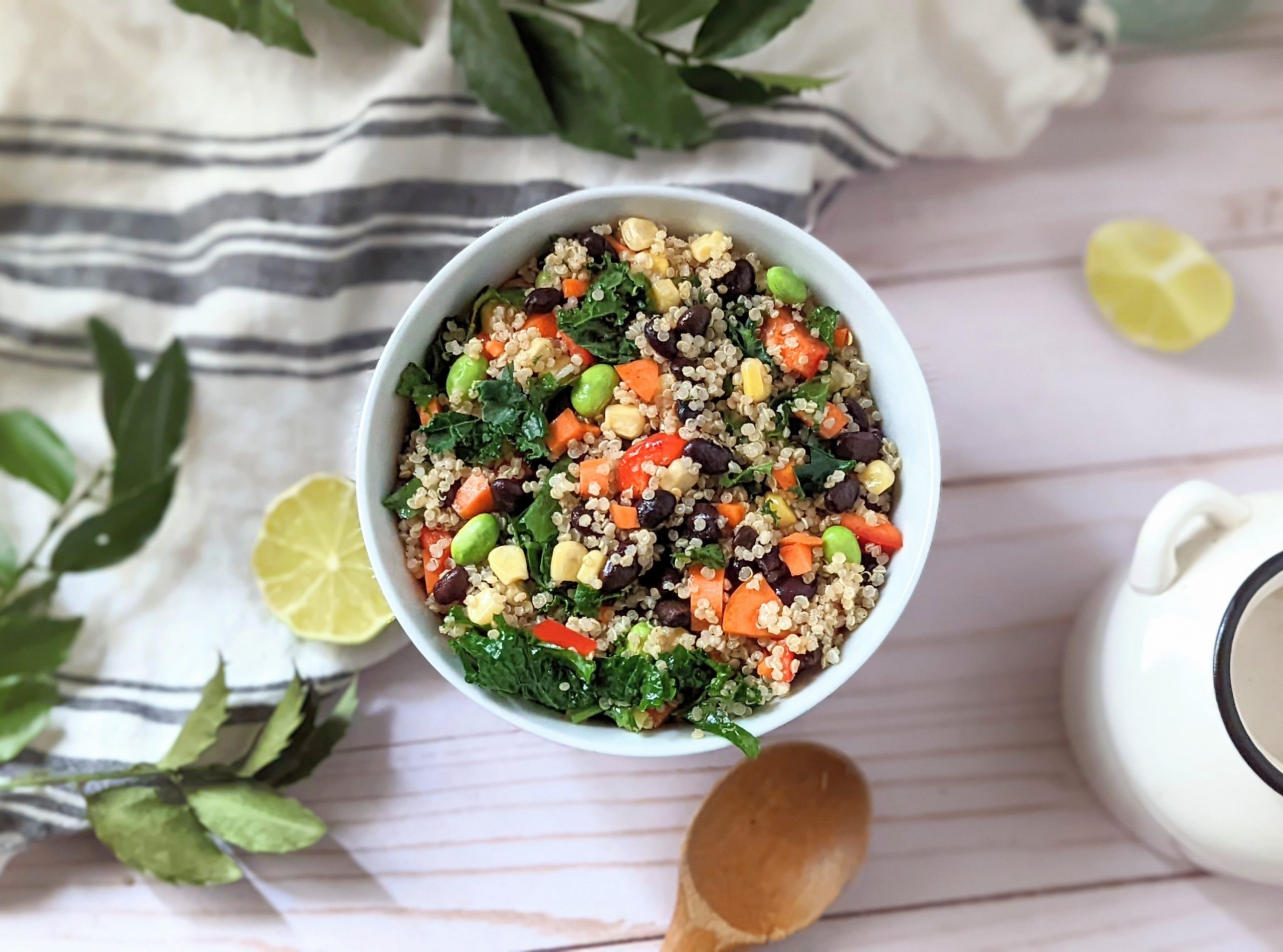 high protein quinoa salad with black beans vegan dairy free low sodium salads with quinoa