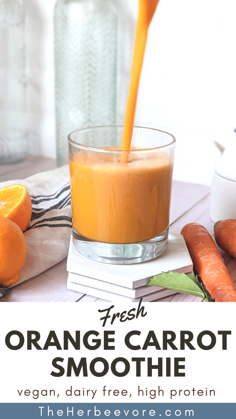 healthy orange carrot smoothie recipe with ginger turmeric and water protein powder vegan vega protein powder vanilla and tumeric