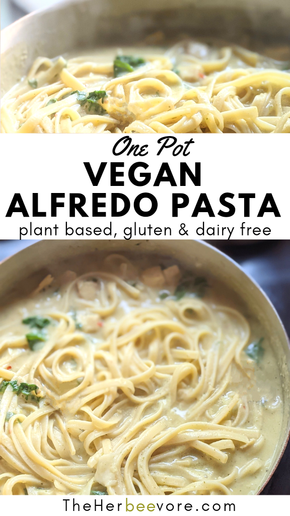 one pot vegan alfredo pasta sauce recipe dairy free one pot pasta recipe with noodles mushrooms and parsley