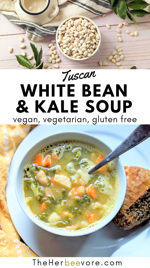 vegan tuscan white bean and kale soup vegetarian hearty italian soup with beans greens and bread gluten free
