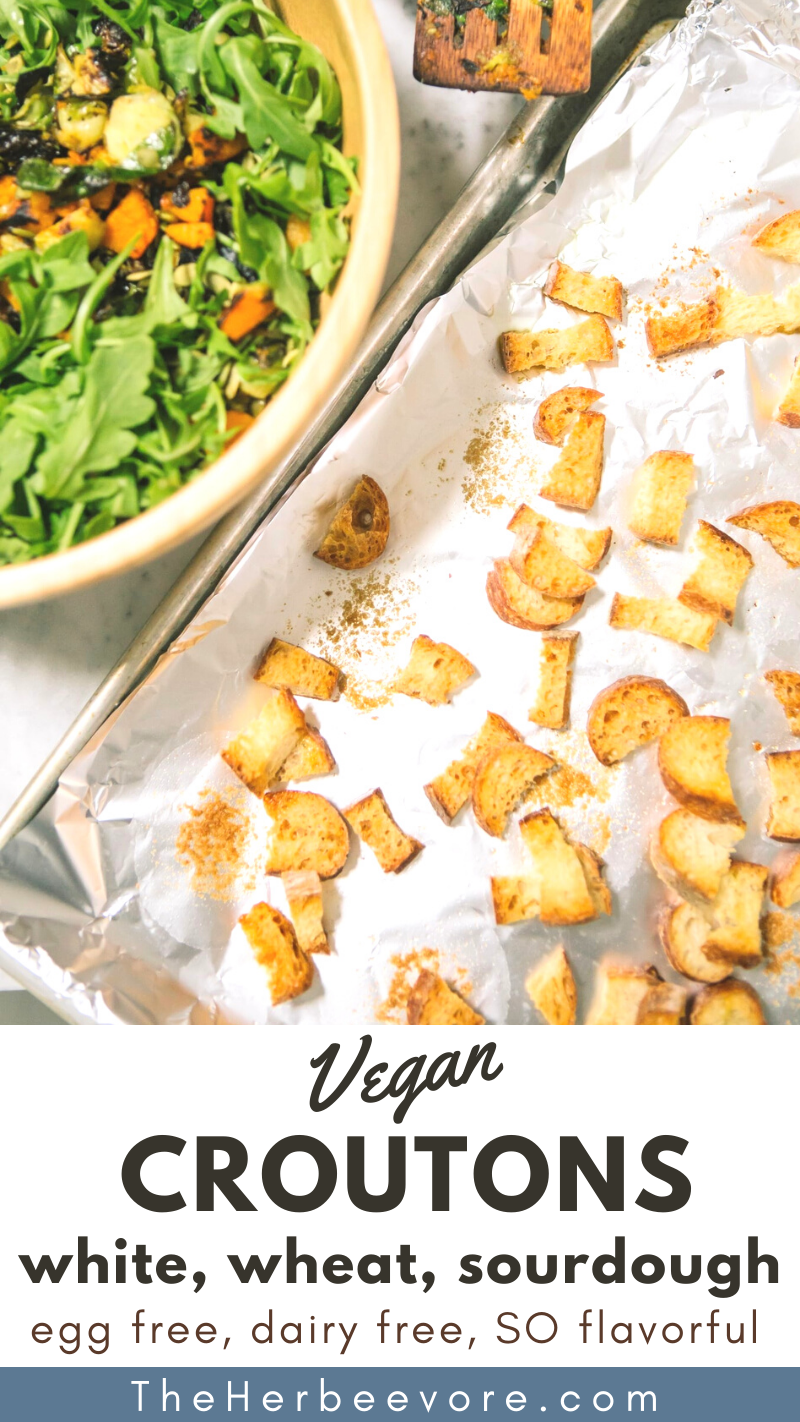 how to make vegan croutons recipe plant based croutons no cheese dairy free croutons easy oven baked