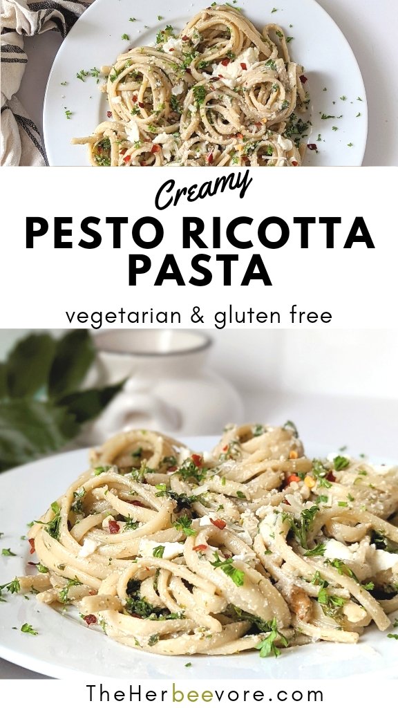 ricotta pasta with pesto sauce vegetarian ricotta cheese noodles spaghetti with ricotta pesto lemon olive oil and garlic