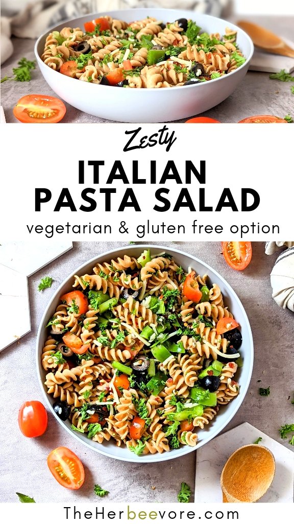 zesty italian pasta salad recipe vegetarian gluten free pasta salad with cheddar cheese homemade dressing and vegetables with italian herbs