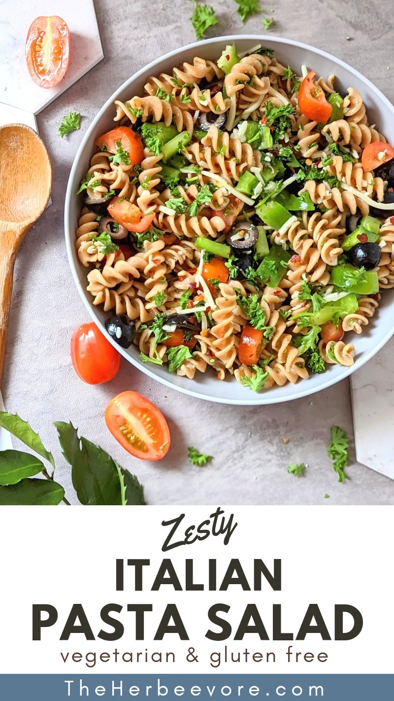 vegan italian pasta salad with zesty homemade dressing recipe vegetarian side dishes cookout bbq plant based italian recipes with cold pasta