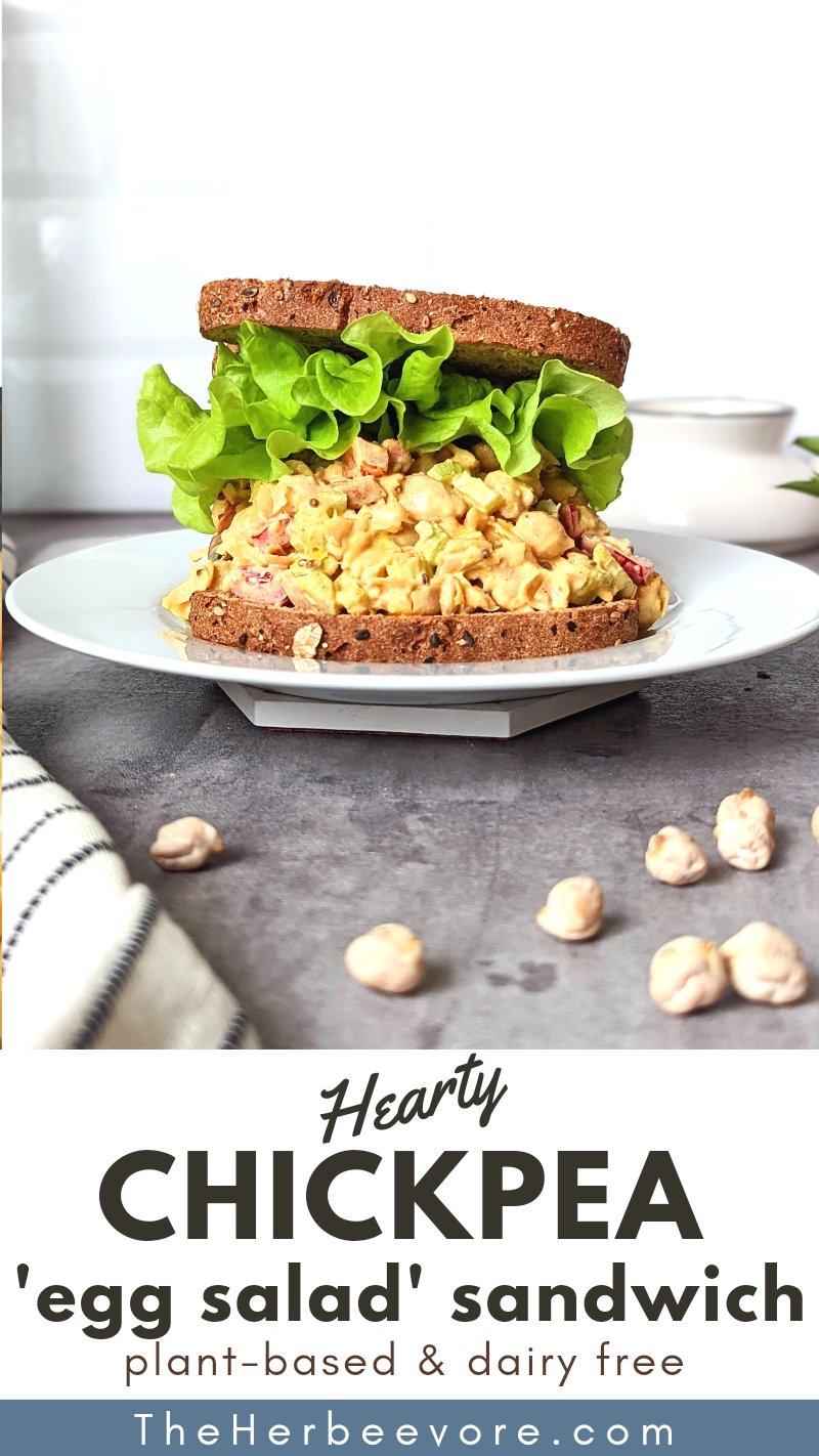 egg salad with garbanzo beans for the filling and vegetables a vegan egg salad sandwich with beans that's healthy and high in protein and fiber.
