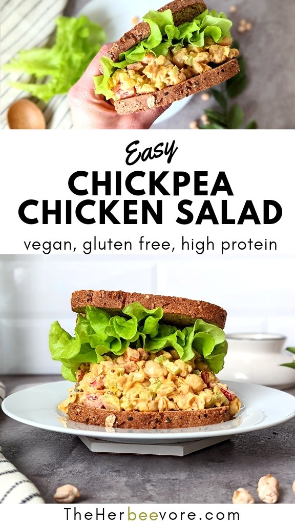 chicken chickpea salad recipe with garbanzo beans healthy high fiber chicken salad vegan version alternative.