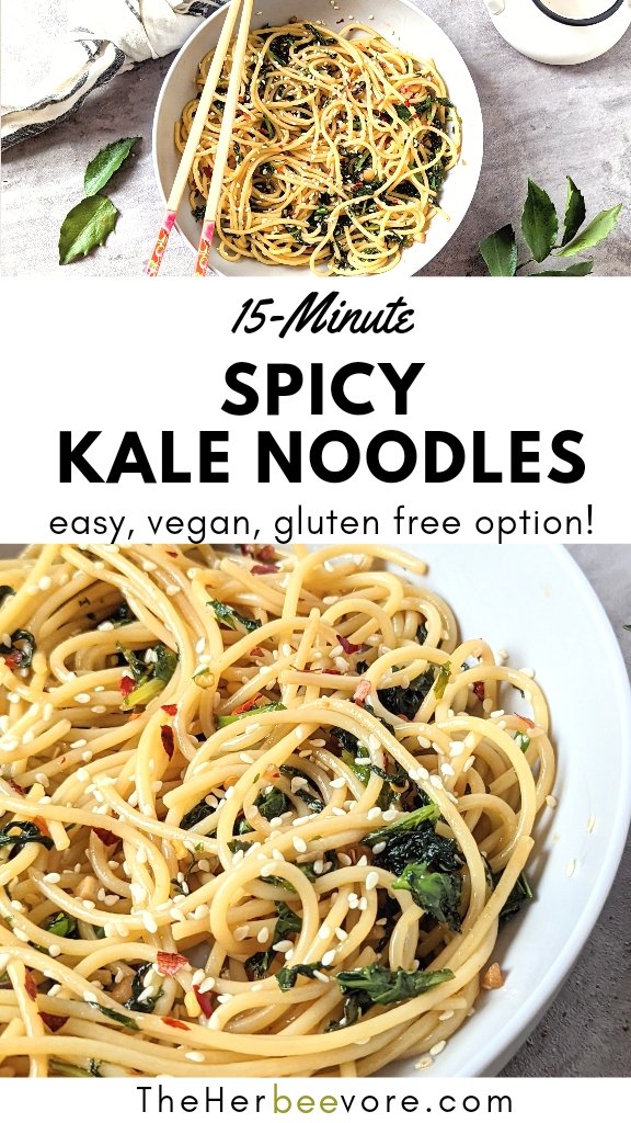 kale noodles recipe with garlic and sesame chili oil noodles with kale stir fry recipe.