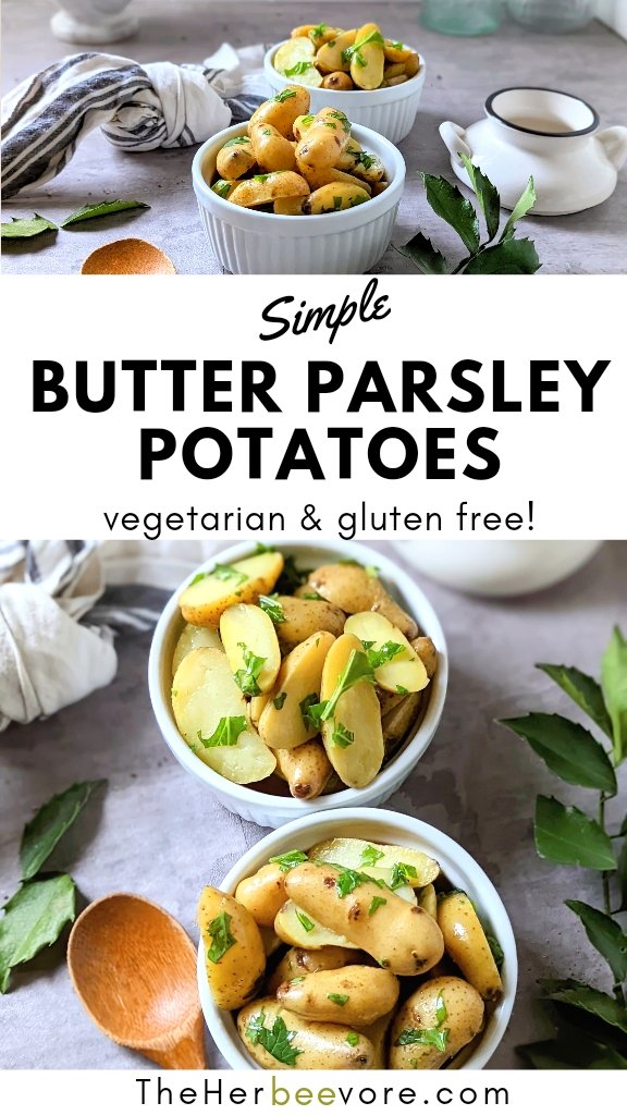 butter parsley potatoes recipe gluten free vegetarian side dish for meats boiled and then oven crisped potatoes recipe.