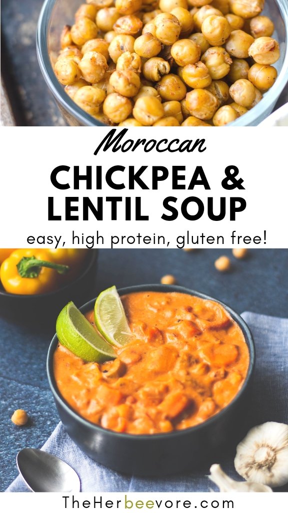 moroccan lentil soup with chickpeas recipe with morocco spices and lentils for dinner or lunch