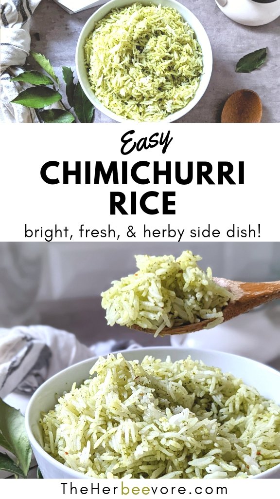 chimichurri rice recipe with parsley cilantro garlic red wine vinegar jasmine or basmati rice and chimichurri sauce