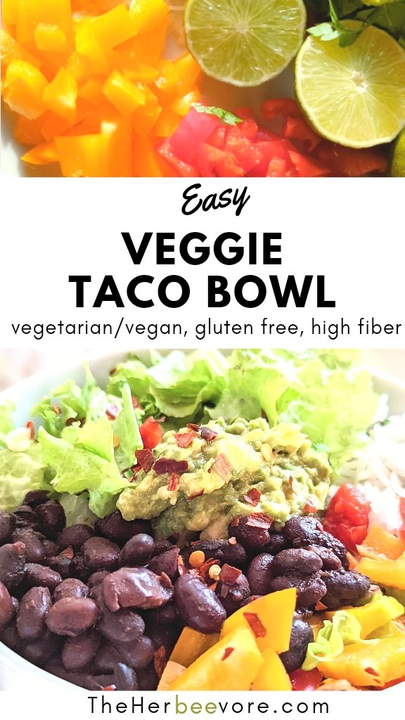 veggie taco bowl recipe vegan black bean bowl chipotle copy cat black beans recipe with cilantro lime rice.