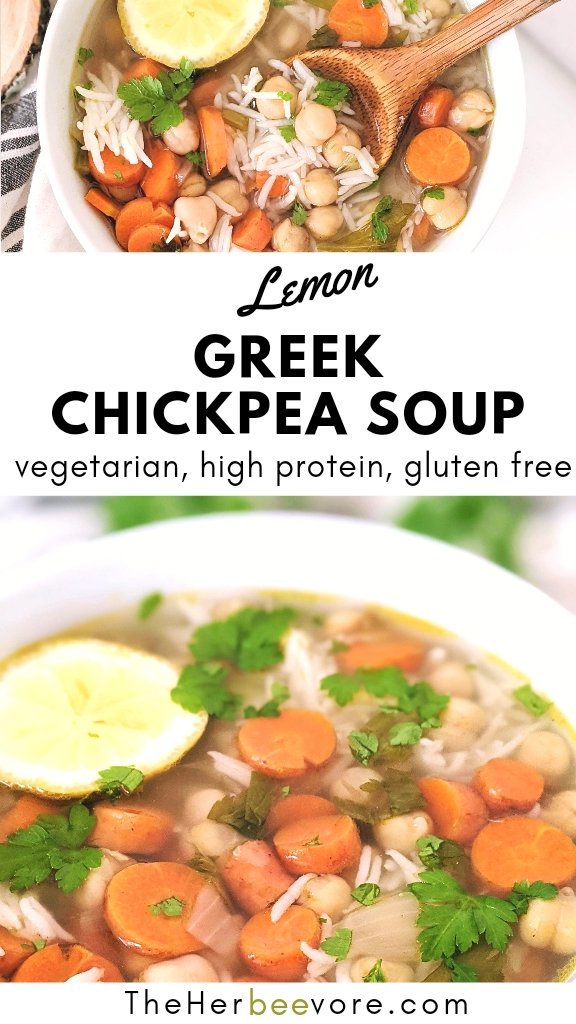 greek chickpea soup recipe with lemon and rice soup vegan gluten free vegetarian high protein greek soup 