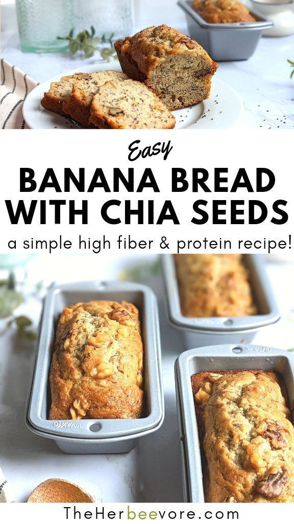 banana bread with chia seeds recipe healthy high protein banana bread with high fiber breakfast recipes in mini loaf pans.
