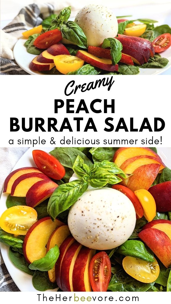 peach burrata salad recipe vegetarian gluten free peach salad recipe with fresh burrata cheese appetizer or side salad for summer