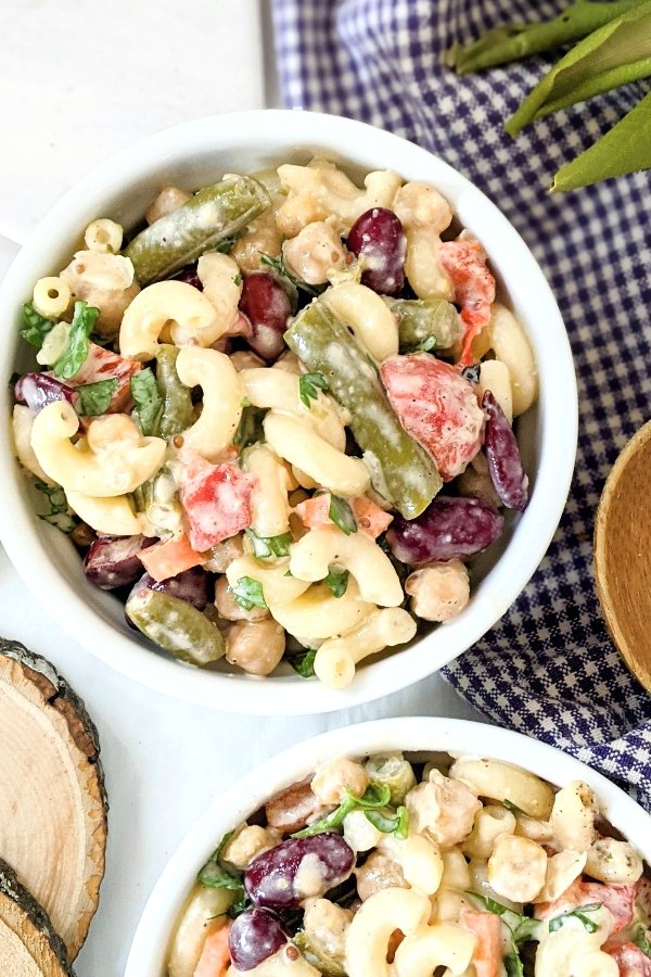 macaroni bean salad vegan gluten free vegetarian creamy bean salad vegan side salads with no mayonnaise dressing recipes plant based pasta and bean salads