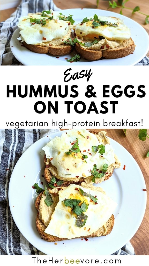 hummus and eggs recipe on toast with hummus and a fried egg breakfast recipes with hummous and eggs high protein vegetarian breakfast ideas