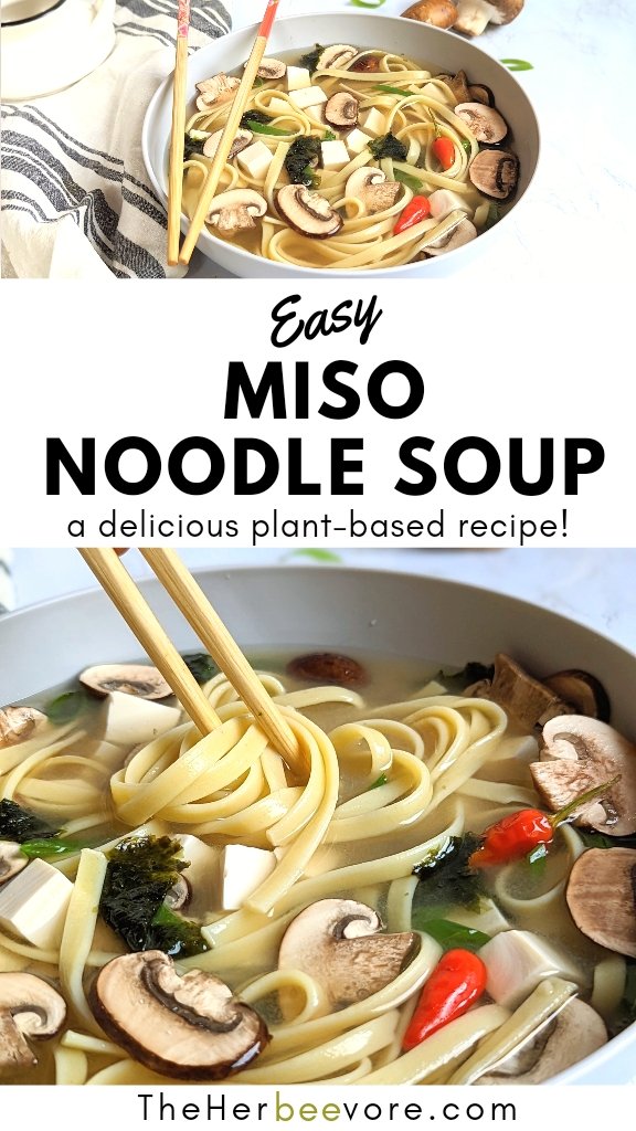 miso soup with noodles recipe with chili peppers green onions seaweed and mushrooms