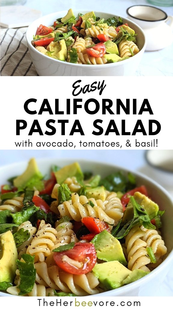 california pasta salad recipe with avocado tomatoes and fresh basil pasta salad with bell peppers and a balsamic vinaigrette